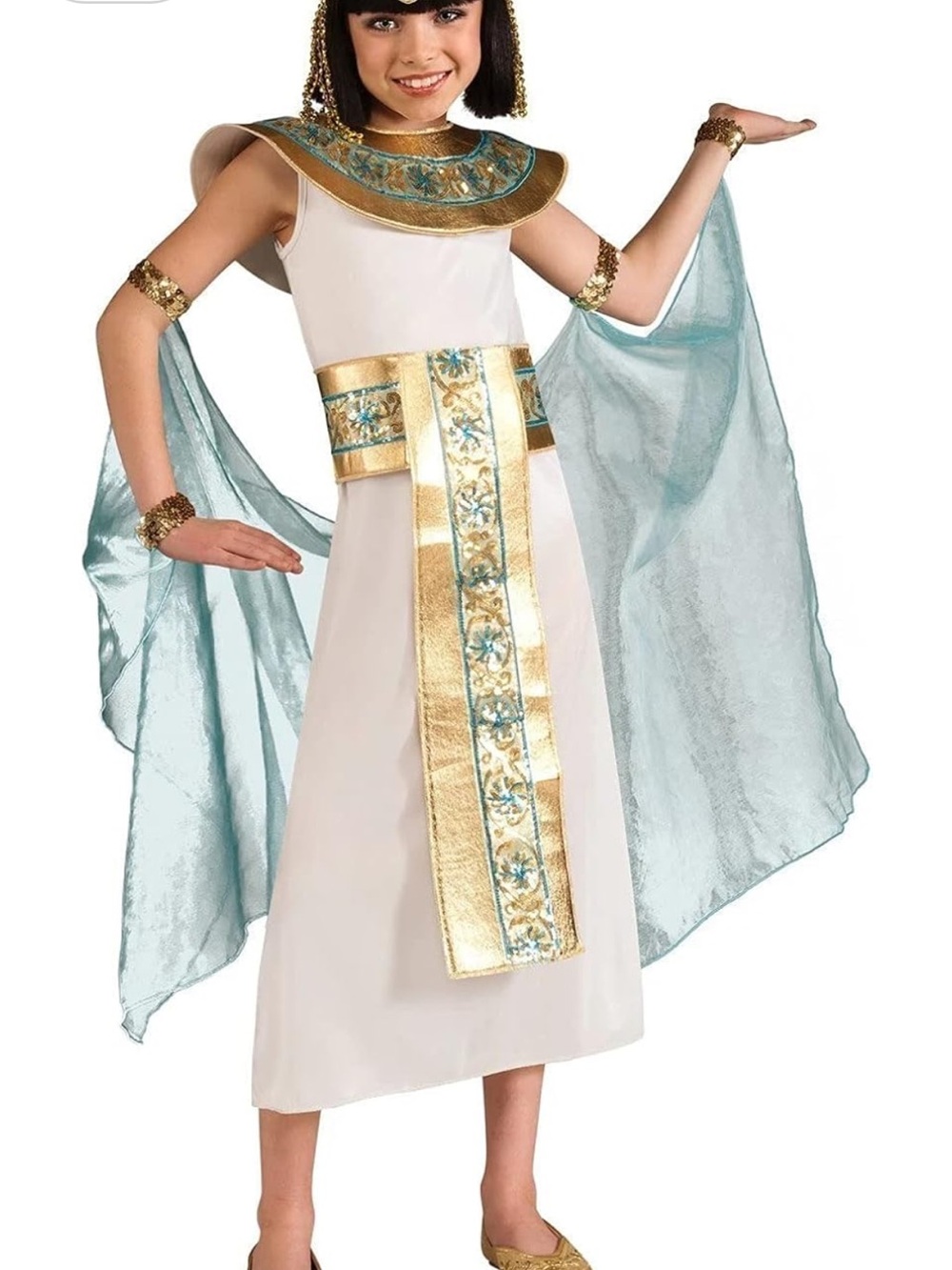 Girls Cleopatra Egyptian Princess Halloween Costume with Cape Size Small (4-6)